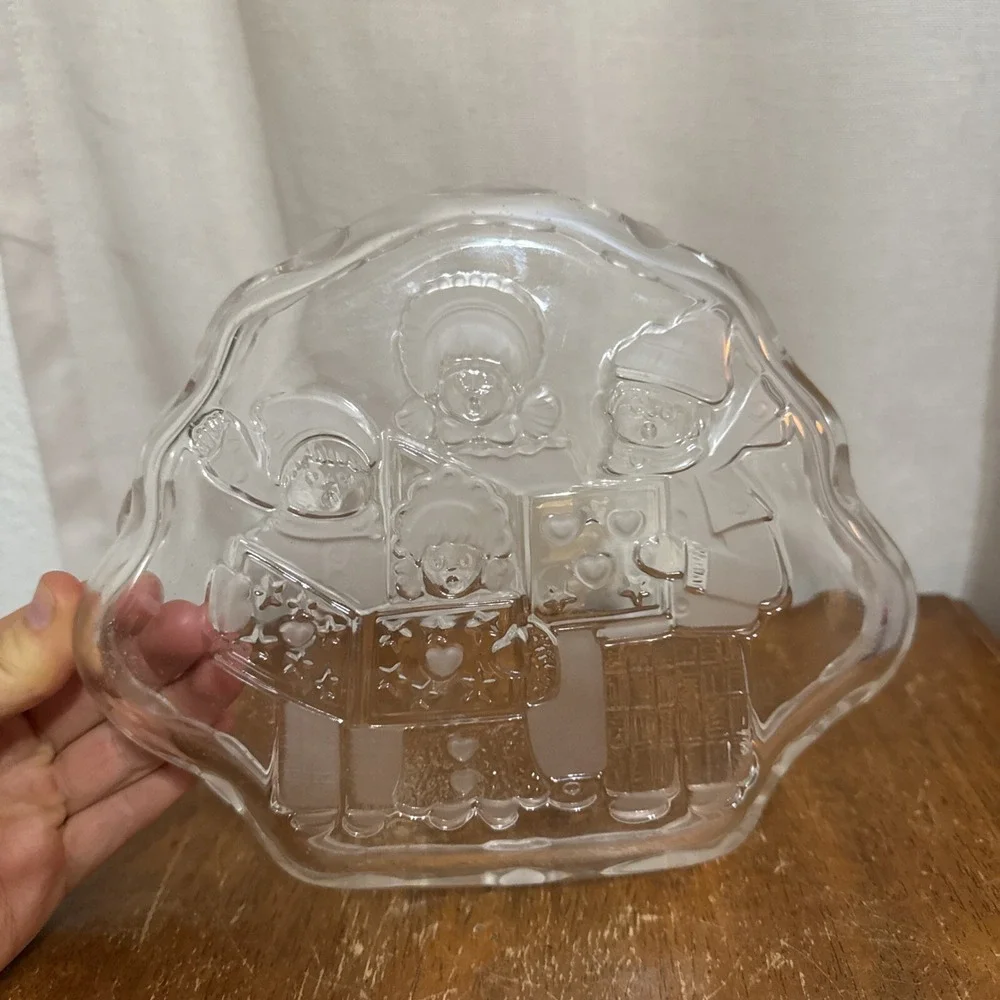 Vintage Mikasa Crystal Christmas Celebration Carolers Sweet Candy Dish‎ 8 1/4